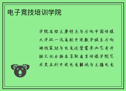 电子竞技培训学院